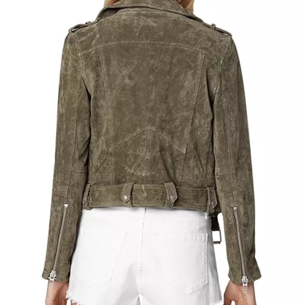Blank NYC Olive Suede Moto Jacket